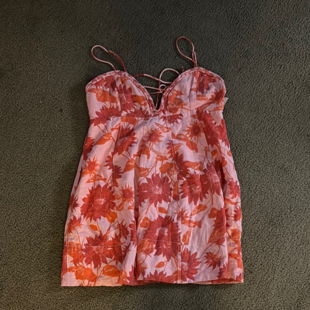 NWT✨Free People Pink and Orange Sundress Sleeveless Mini